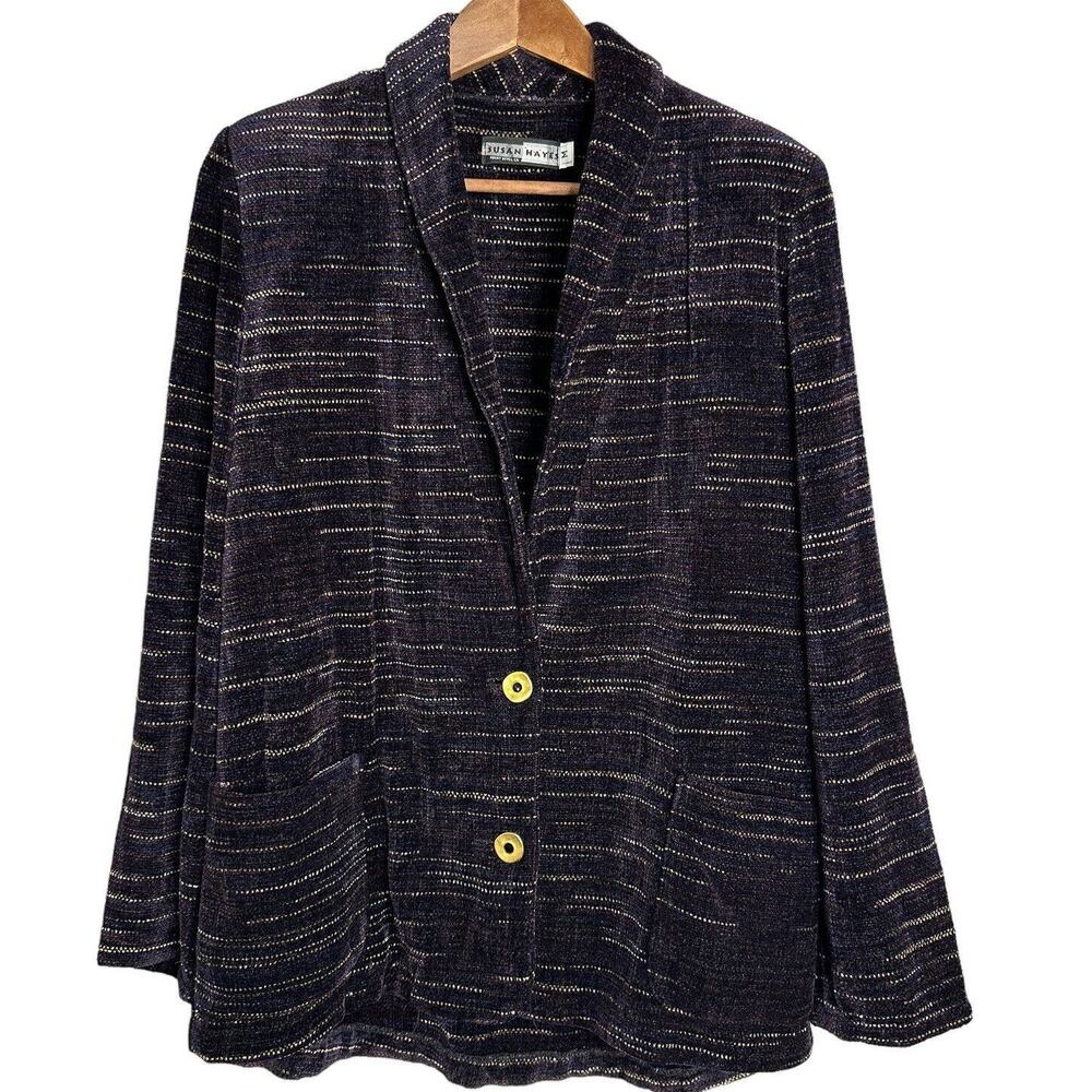 SUSAN HAYES Woven Chenille Blazer Jacket Sweater Professional 80s Work Med